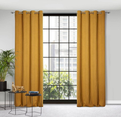 Perde blackout Eurofirany Drape 386922, 140x250cm, me unaza, ngjyrë mustardë