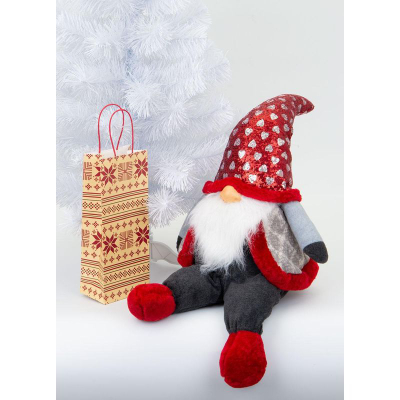 Stoli Krishtlindjesh Saska Garden Santa, xhuxh dekorativ, kapelë me shkëlqim, e kuqe