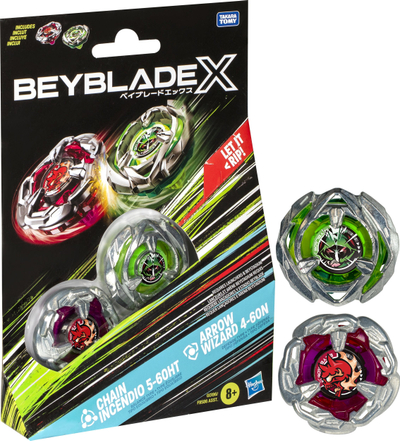 Lodër topsa Beyblade X Dual Pack, 2 topsa metalikë, për kalamaj 8+, shumëngjyrëshe
