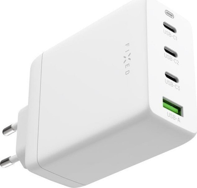 Karikues muri FIXED GaN, 3x USB C, USB A, 100W, i bardhë