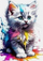 Set mozaiku me diamante Norimpex Diamond Mosaic White Kitten 2000109, 30x40cm, këlysh i bardhë