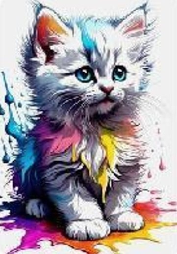 Set mozaiku me diamante Norimpex Diamond Mosaic White Kitten 2000109, 30x40cm, këlysh i bardhë