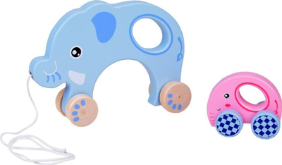 Lodër druri për tërheqje WOODEN ELEPHANT ZA5377TOY, për fëmijë 12+, shumëngjyrëshe