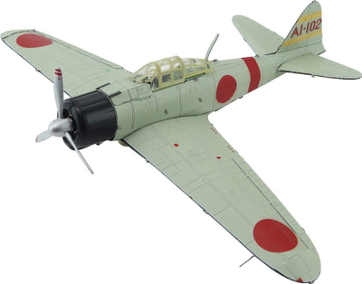 Puzzle metalik 3D Piececool Mitsubishi A6M, model avioni, për zbukurim, jeshil