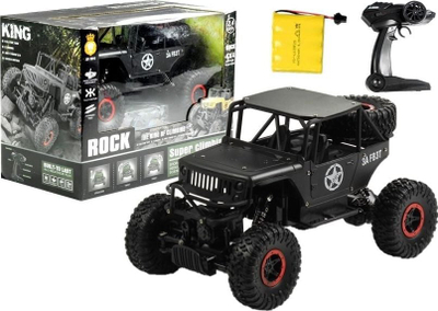 Makinë lodër me telekomandë Lean Toys Jeep R/C, shkallë 1:18, 2.4GHz, e zezë