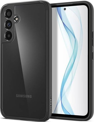 Kapak telefoni Spigen Ultra Hybrid për Samsung Galaxy A54 5G, pjesa mbrapa xham i kthjellët, kornizë matte, e zezë