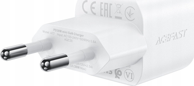Karikues rrjeti Acefast A77 Mini, 30W PD GaN, me kabllo USB C, i bardhë
