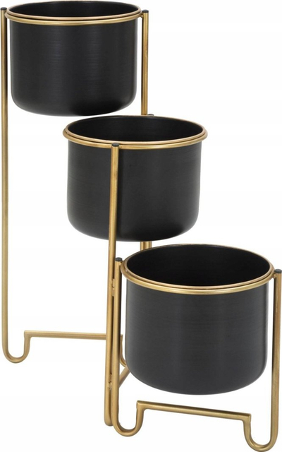 Stendë për vazo Goldy, 3 nivele, metal, 68x22.5x55 cm, ari me t’zezë