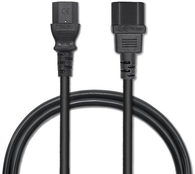 Kabllo zgjatuese energjie Qoltec, IEC C13 C14, 3x0.75mm², 1m, e zezë