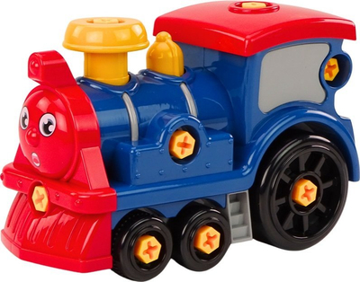 Lodër tren për shkrufosje LEAN Toys, elemente lëvizëse, plastike, blu