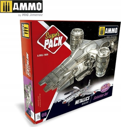 Set bojërash metalike Mig Ammo Metallics Super Pack, për modelizma, shumëngjyrëshe