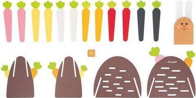 Lodër druri edukative Janod Magic Carrot, lojë koordinimi, +3 vjeç, shumëngjyrëshe