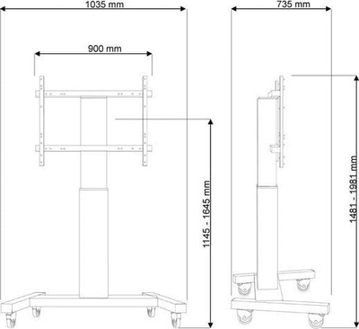 Karrocë TV Neomounts PLASMA-M2250BLACK, motorike, për 42"-100", e zezë