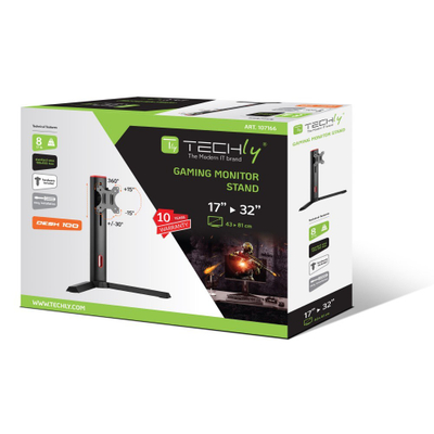 Mbajtëse tavoline për monitor,Techly LCD, 17-32", VESA 75x75/100x100, e zezë