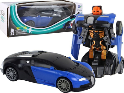 Lodër makinë robot 2 në 1 Bugatti, efekte drite, blu