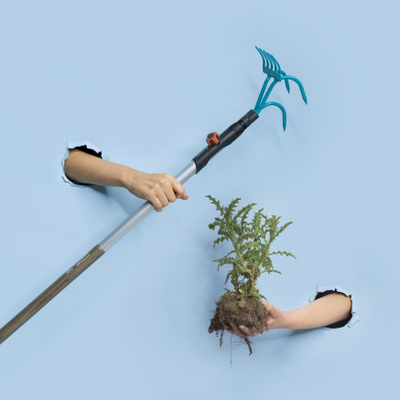 Grep kopshti Gardena 2in1 2139, gjerësi pune 9 cm, blu e zezë
