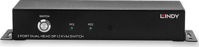 Switch KVM Lindy, 2 porta, DisplayPort 4K, USB, i zi
