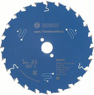 Teh sharre Bosch Expert for Construct Wood 165mm, 24 dhëmbë, gri