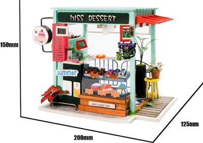 Set DIY shpi miniaturë Rolife Dessert Shop, LED, dru letër edhe plastikë, mente