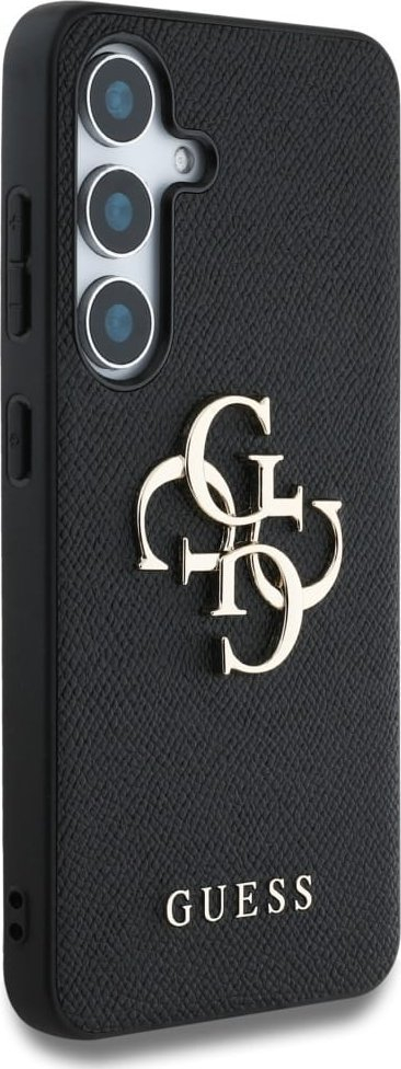Mbulesë telefoni Guess Grained Big 4G Logo për Samsung Galaxy S25 6.2", klasike, e zezë