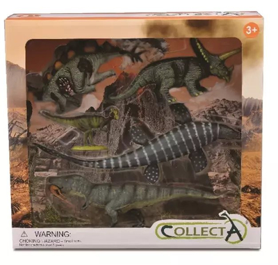 Set lodrash Collecta Prehistory Dinosaur Playset 262, 5 figura, plastik, shumëngjyrësh