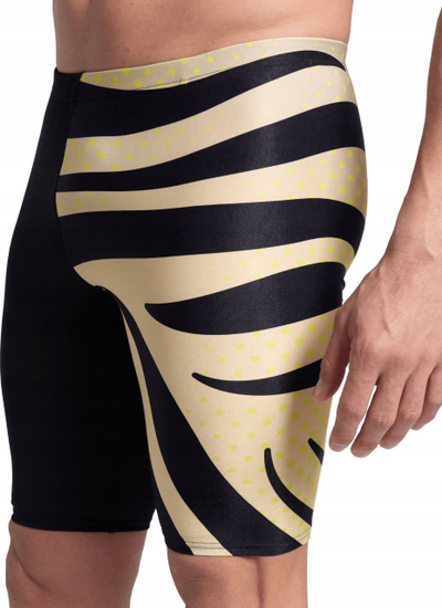 Rrobë banje jammer për burra Arena Multi Stripes, MaxLife Eco, UV 50+, e zezë me shumë ngjyra