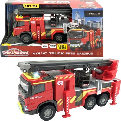 Lodër kamion zjarfikës Majorette Volvo, 1:45, drita dhe tinguj, e kuqe