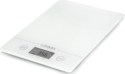 Peshore kuzhine elektronike First Austria, deri 5 kg, sipërfaqe xhami, e bardhë