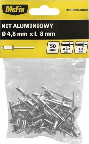 Gozhdë e verbër alumini OP, 4.8×8 mm, set 50 copë