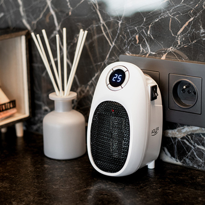 Ngrohës mini elektrik Adler Easy Heater, me termostat 15‑35°C, me ekran LED, i bardhë