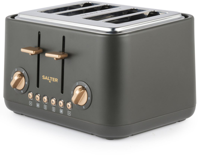 Toster Salter Pebble, 4 feta, 1630W, funksion shkrirje, gri e errët