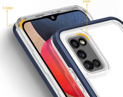 Mbulesë telefoni Hurtel Clear 3in1 për Samsung Galaxy A03s, xhel, kornizë blu, transparente
