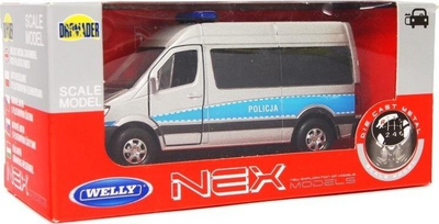 Lodër makinë policie Welly Mercedes Sprinter, model 1:34, metal, e argjendtë