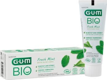 Pastë dhëmbësh Gum BIO Fresh Mint, me fluoride, me aloe vera dhe ment, e bardhë