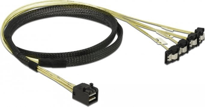 Kabllo DeLOCK 85685 SCSI SAS, 1 m, Mini SAS HD SFF-8643 në 4x SATA, e zezë
