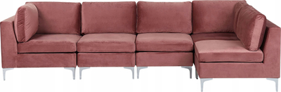 Divan këndor Beliani EVJA, modular, 5 veta, kadife, rozë