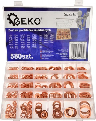 Set rondele bakri GEKO, 580 copë, 29 madhësi, në kuti plastike