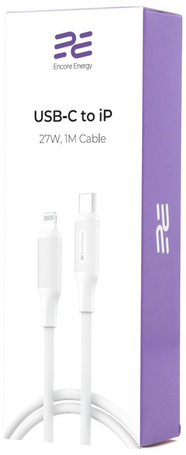 Kabllo karikimi New Encore Energy MD-27CL1W, USB C në Lightning, 27W PD, 1m, e bardhë