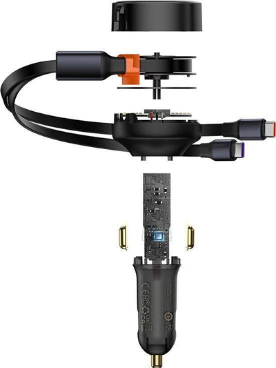 Karikues makine Baseus Enjoyment, 33W, 2x USB-C me kabllo, i zi