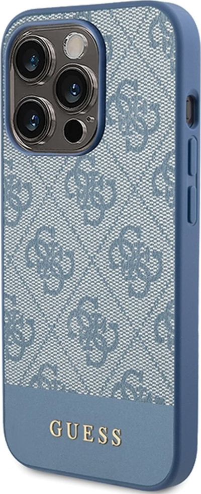 Çakmak telefoni Guess 4G Bottom Stripe, për iPhone 15 Pro Max, e përshtatshme me karikim wireless, blu