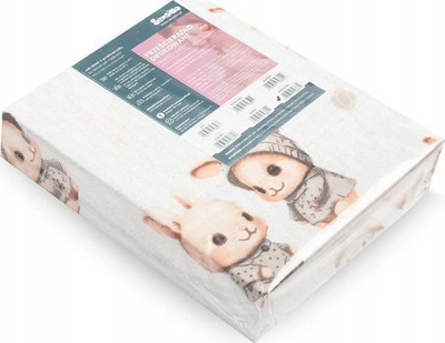 Çarçaf krevati për bebe me lepurusha të printuar, 60x120cm, pambuk, shumëngjyrësh