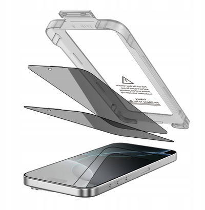 Xham mbrojtës ekrani Hofi Tech-Protect Quick Set Spy+ për iPhone 16 Pro, ruajtje privatësie, 2 copë në pako, transparent