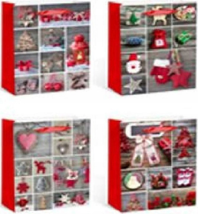 Qese dhuratash Christmas KR 880 M, 26x32x12.5 cm, letër 210 g, e kuqe festive