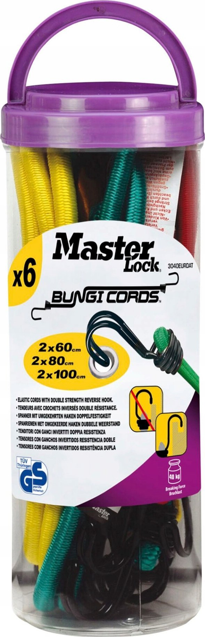 Set litarë elastikë Master Lock Bungee Jar, 6 copë, shumëngjyrësh