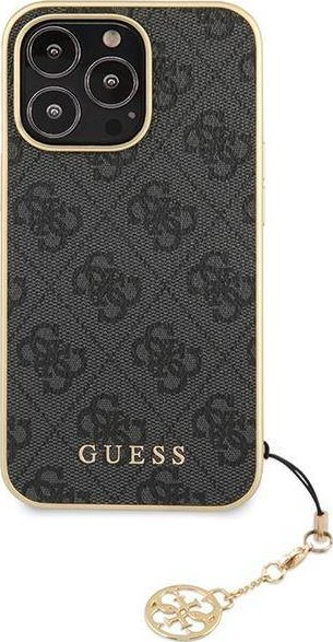 Mbrojtëse telefoni Guess GUHCP14XGF4GGR për iPhone 14 Pro Max, koleksioni 4G Charms, gri