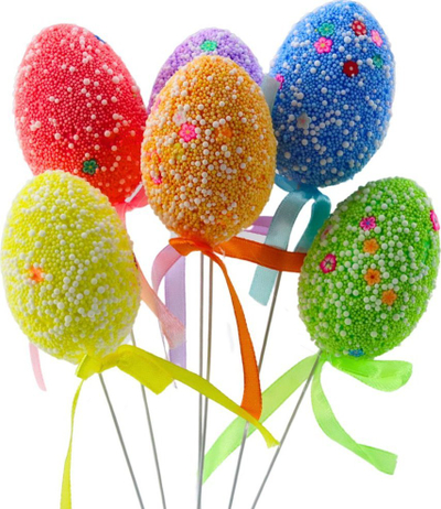 Dekor Pashke me vezë në tel Easter Eggs On A Wire, set 6 copë, shumëngjyrëshe