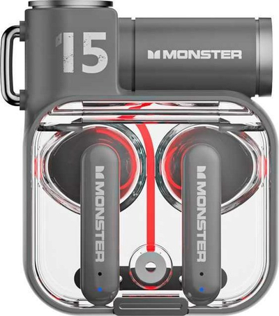 Kufje wireless Monster XKT15, TWS gaming, Bluetooth 5.3, gri e tejdukshme