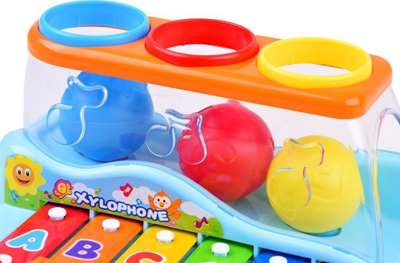 Lodër ksilofon me topa Hola Toys, edukative, plastike, shumëngjyrëshe