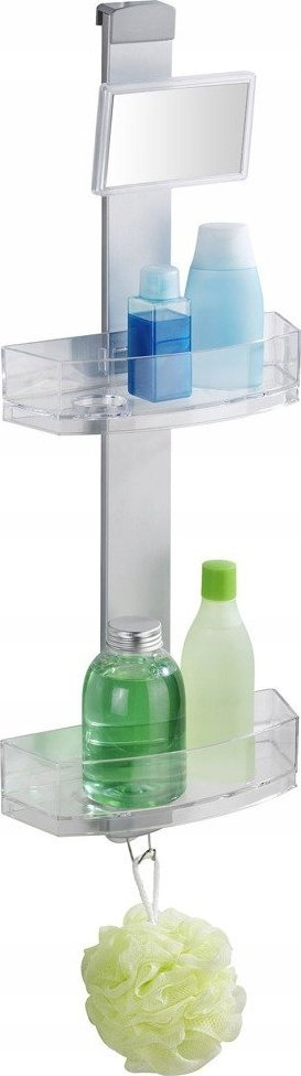 Rafth dushi Wenko Shower Caddy me pasqyrë kundër avullit, inox, argjend