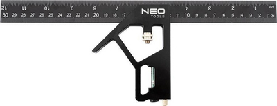 Vizore këndore multifunksionale Neo Tools Square, alumini, 30 cm, e zezë